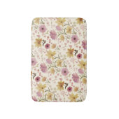 Boho Soft Pink Wasserfarbe Wildblume Badematte (Vorderseite Vertikal)