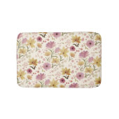 Boho Soft Pink Wasserfarbe Wildblume Badematte (Vorderseite)
