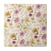 Boho Soft Pink Wasserfarbe Wildblume Fliese (Vorderseite)