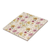 Boho Soft Pink Wasserfarbe Wildblume Fliese (Seite)