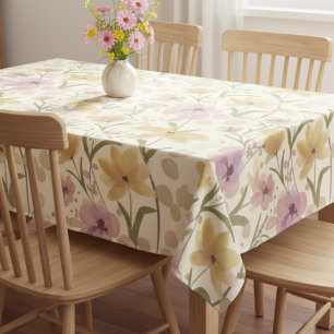 Boho Soft Pink Wasserfarbe Wildblume Tischdecke