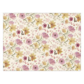 Boho Soft Pink Wasserfarbe Wildblume Tischdecke (Vorderseite (Horizontal))