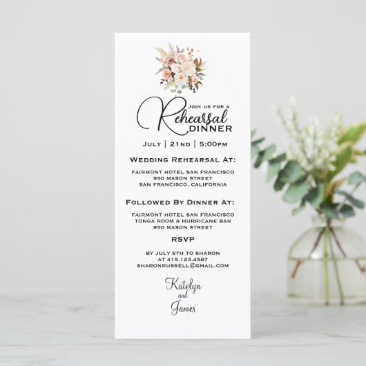 Boho Soft Rose/Weiße Blume Probe Abendessen (Stehend Vorderseite)