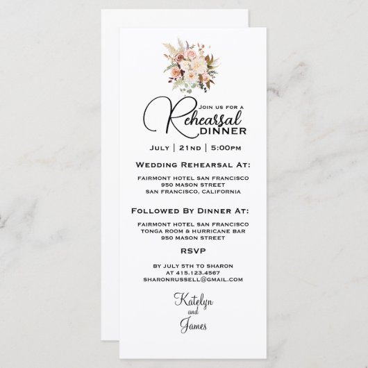 Boho Soft Rose/Weiße Blume Probe Abendessen (Vorne/Hinten)