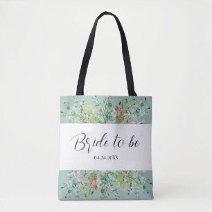 Boho Softgrün mit Wildblumen Braut in spe Tasche