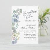 Boho Something Blue Floral Shower Invitation Einladung (Stehend Vorderseite)