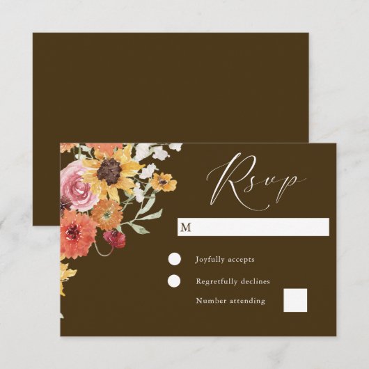 Boho-Sommer-Blumen-Moderne Hochzeit RSVP Karte (Vorne/Hinten)