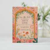 Boho-Sommer-Rosa-Blumen-Save-the-Date-Einladung Save The Date (Stehend Vorderseite)