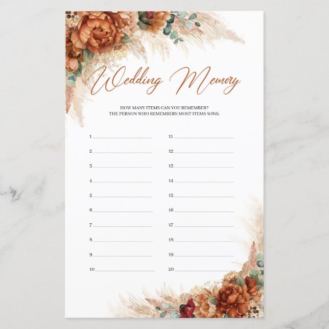 Boho Sommer Strand Terracotta Pampas Hochzeit Gedä (Vorderseite)