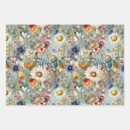 BOHO SOMMER WILDBLUME FLORAL GESCHENKPAPIER SET