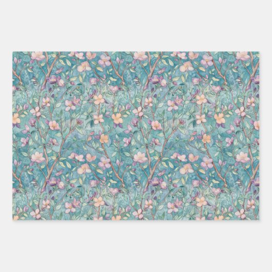 BOHO SOMMER WILDBLUME FLORAL GESCHENKPAPIER SET (Vorderseite)