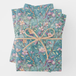 BOHO SOMMER WILDBLUMEN FLORAL GESCHENKPAPIER SET