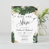 Boho sommerliche tropische Blätter Goldaufstieg un Einladung (Stehend Vorderseite)
