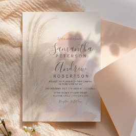 Boho Sommerpampas Gras Aquarell Foto Hochzeit Einladung