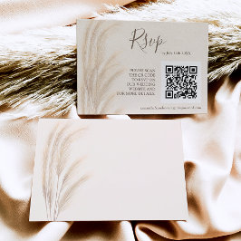 Boho Sommerpampas Gras Aquarell uAwg qr Code RSVP Karte
