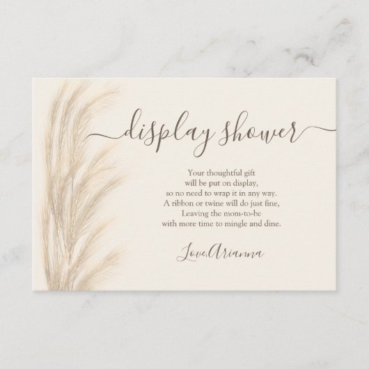 Boho Sommerpampas Gras Aquarelldusche Begleitkarte (Vorderseite)