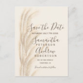 Boho Sommerpampelgras Wasserfarbe Save the Date Ankündigungspostkarte (Vorderseite)