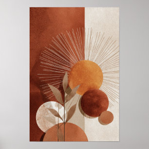 Boho-Sonne Abstrakt Terrakotta Minimalistischer Bo Poster