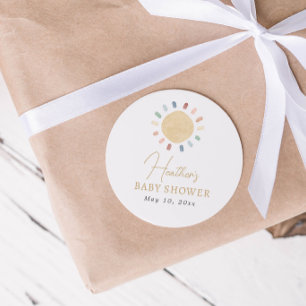 Boho-Sonne-Baby-Shower-Aufkleber Runder Aufkleber