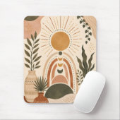 Boho-Sonne & Botanische Kunst Mousepad (Mit Mouse)