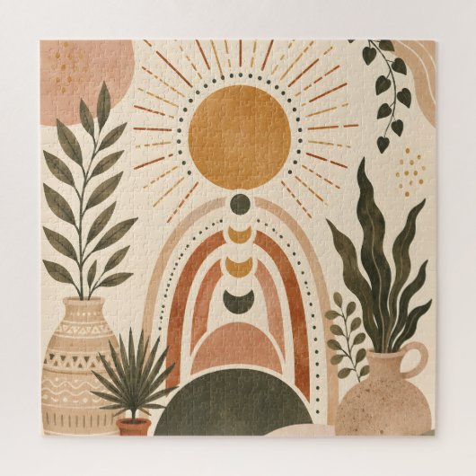 Boho-Sonne & Botanische Kunst Puzzle (Vertikal)