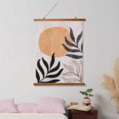 Boho Sonne botanische Pflanze Kunst abstrakt minim Wandteppich Mit Holzrahmen (Schlafzimmer)