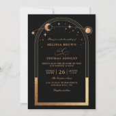 Boho Sonne Mond Astronomie Budget QR Code Hochzeit Einladung (Vorderseite)