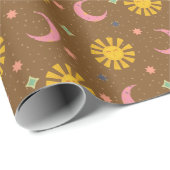 Boho Sonne & Mond Himmelskörper Geschenkpapier (Rolleneckpunkt)