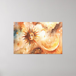 Boho Sonne & Mond | Minimaler Himmelsschmuck für Z Leinwanddruck