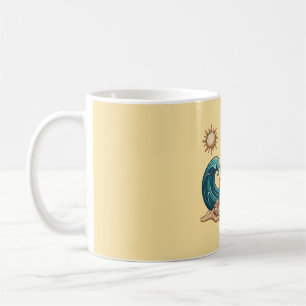 Boho-Sonne, Mond und Ozeanwelle Ästhetik Tasse