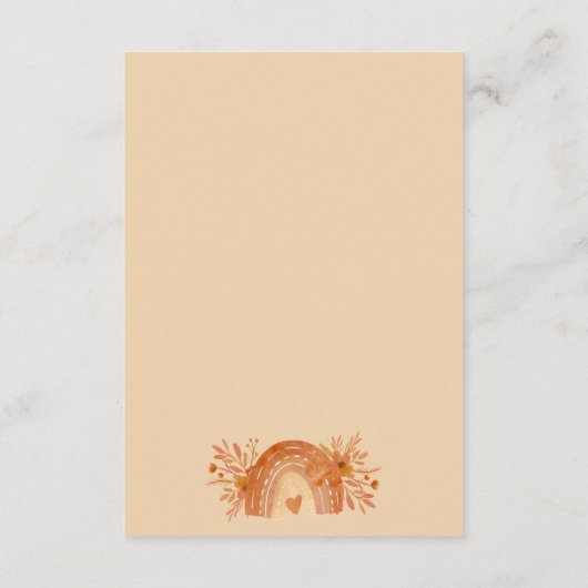 Boho Sonne Regenbogenorange bringen Buch Begleitkarte (Rückseite)