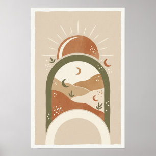 Boho-Sonne- und Bögenposter Poster