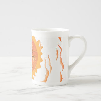 Boho-Sonne und Flammen Keramik-Kaffeetasse, Ästhet Porzellantasse