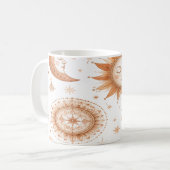 Boho-Sonne und Mond Himmelsbecher Kaffeetasse (Vorderseite Links)
