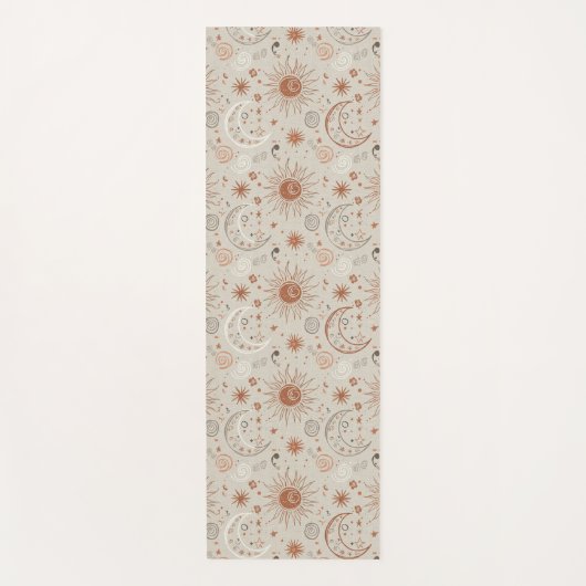 Boho Sonne und Mond Muster Yogamatte (Vorderseite)