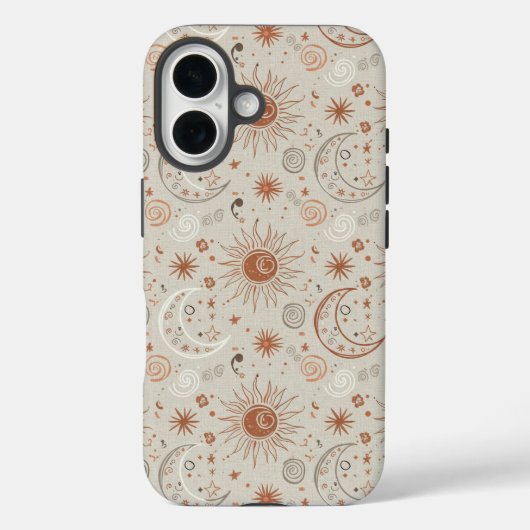 Boho-Sonne- und Mondmuster Case-Mate iPhone Hülle (Rückseite)