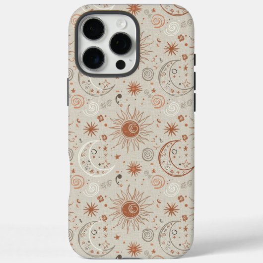 Boho-Sonne- und Mondmuster Case-Mate iPhone Hülle (Rückseite)