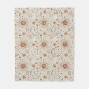 Boho-Sonne- und Mondmuster Fleecedecke