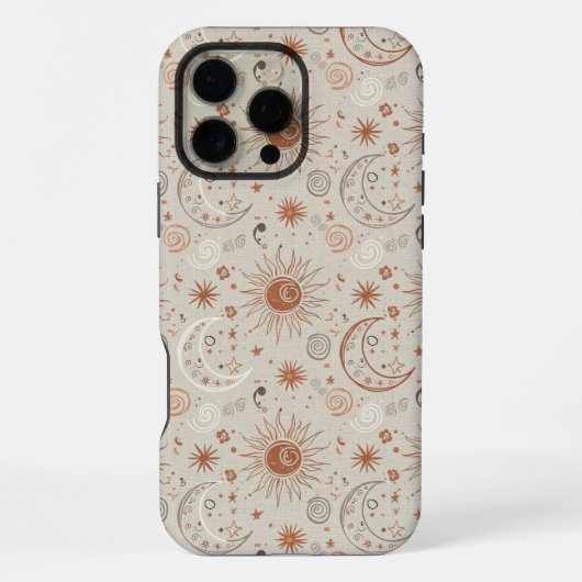 Boho-Sonne- und Mondmuster iPhone Hülle (Rückseite)