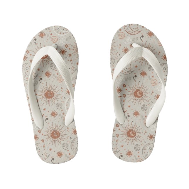 Boho-Sonne- und Mondmuster Kinderbadesandalen (Fußbett)