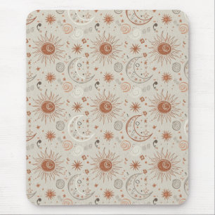 Boho-Sonne- und Mondmuster Mousepad