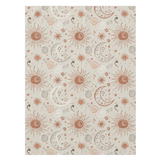 Boho-Sonne- und Mondmuster Tischdecke (Vorderseite)