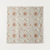Boho-Sonne- und Mondmuster Wandteppich (Vorderseite (Horizontal))