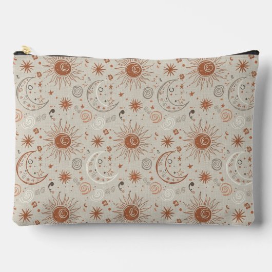 Boho-Sonne- und Mondmuster Zubehörtasche (Vorderseite)