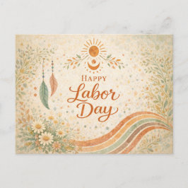 Boho-Sonne-Wildblumen Frohen Tag der Arbeit Feiertagspostkarte