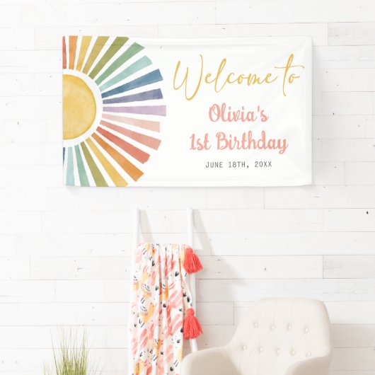 Boho-Sonnen-Geburtstagsfeier Banner (Insitu)
