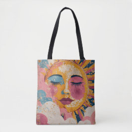 Boho-Sonnen-Gesicht-Abstraktkunst-Tasche Tasche