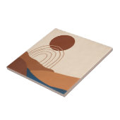 Boho-Sonnen-Regenbogen-Landschaft Rostbraun Blau B Fliese (Seite)