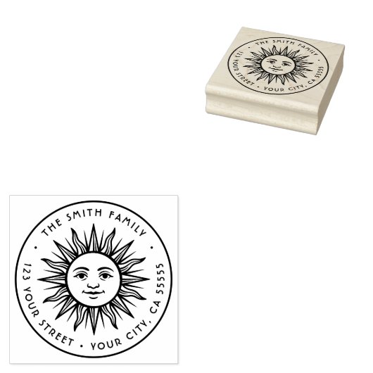 Boho-Sonnen-Rücksendeadresse Gummistempel (Stempel)
