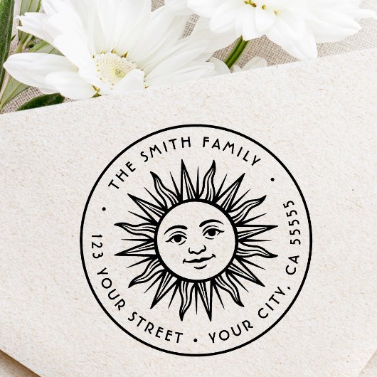 Boho-Sonnen-Rücksendeadresse Gummistempel